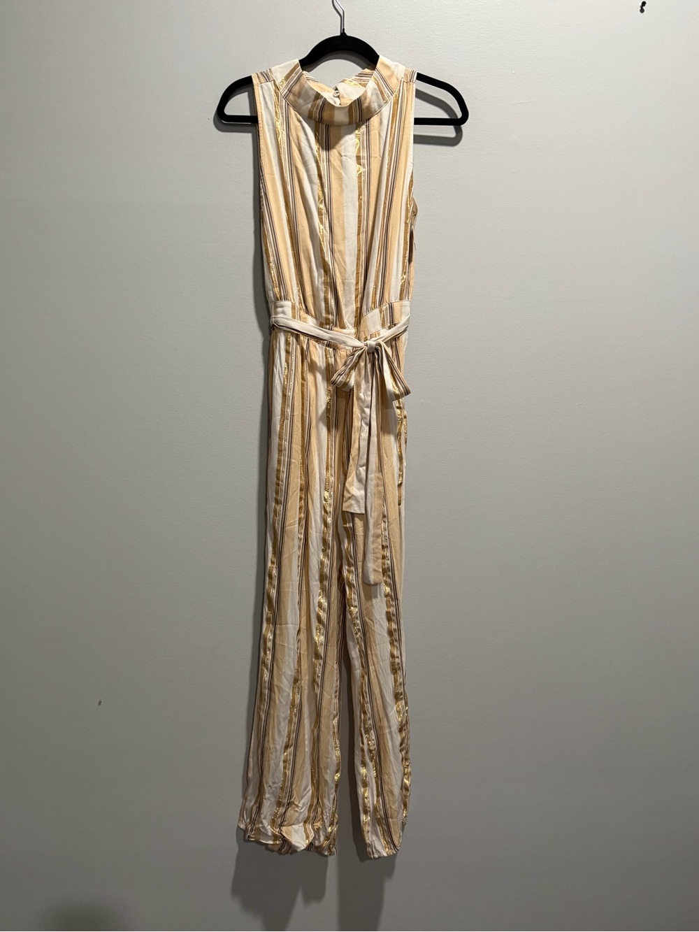 Saltwater Luxe Sleeveless Striped Jumpsuit in Cream & Gold